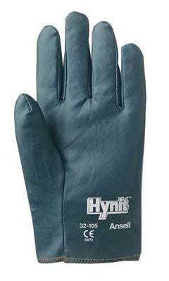 Ansell Size 10 Mens Hynit Medium Duty Multi-Purpose Cut And Abrasion Resistant Blue Nitrile Impregnated Fabric Fully Coated Work Gloves With Interlock Knit Liner And Slip-On Cuff-eSafety Supplies, Inc