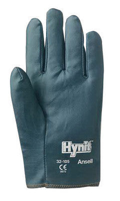 Ansell Size 7 Mens Hynit Medium Duty Multi-Purpose Cut And Abrasion Resistant Blue Nitrile Impregnated Fabric Fully Coated Work Gloves With Interlock Knit Liner And Slip-On Cuff-eSafety Supplies, Inc