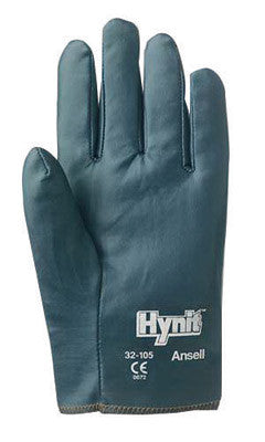 Ansell Size 8 Hynit Medium Duty Multi-Purpose Cut And Abrasion Resistant Blue Nitrile Impregnated Fabric Fully Coated Work Gloves With Interlock Knit Liner And Slip-On Cuff-eSafety Supplies, Inc