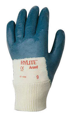 Ansell Size 7 Hylite Medium Duty Multi-Purpose Cut And Abrasion Resistant Blue Nitrile Palm Coated Work Gloves With Interlock Knit Cotton Liner And Knit Wrist-eSafety Supplies, Inc