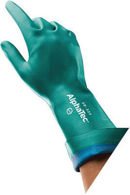 Ansell Size 11 Sea Green AlphaTec 12" AquaDri Nitrile Foam Lined 12/14 mil Nitrile Chemical Resistant Gloves With Gauntlet Cuff-eSafety Supplies, Inc