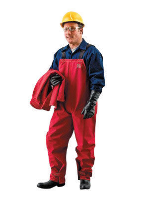 Ansell Large Red Sawyer-Tower CPC Polyester Trilaminate Gore Fabric Chemical Protection Bib Overalls-eSafety Supplies, Inc