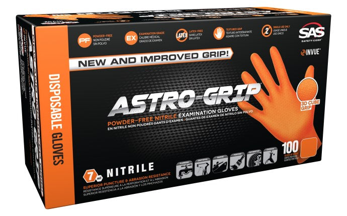 Astro Grip Powder-free 7 mil Nitrile Orange Hi-Visibility Glove-eSafety Supplies, Inc