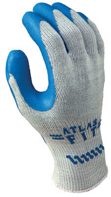 SHOWA Best Glove Size 7 Atlas Fit 300 10 Gauge Light Weight Abrasion Resistant Blue Natural Rubber Palm Coated Work Gloves With Light Gray Cotton And Polyester Liner And Elastic Knit Wrist-eSafety Supplies, Inc