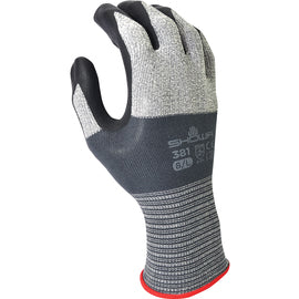 SHOWA 381 13 Gauge Black Foam Nitrile Work Gloves With Microfiber/Nylon Liner And Knit Wrist-eSafety Supplies, Inc