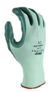 SHOWA Best Glove Size 6 Nitri-Flex Lite Dark Green Nitrile Dipped Palm Coated Work Gloves With Light Green Seamless Nylon Knit Liner And Knit Wrist-eSafety Supplies, Inc