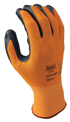 SHOWA Best Glove Size 10 Zorb-IT HV Abrasion Resistant Gray Nitrile Dipped Palm Coated Work Gloves With Hi-Viz Orange Seamless Nylon And Polyester Knit Liner And Elastic Cuff-eSafety Supplies, Inc