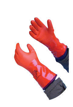 SHOWA Best Glove Size 10 Orange Atlas 12" Seamless Yellow Acrylic Lined Double-Dipped PVC Fully Coated Cold Weather Gloves With Rough And Textured Finish And Gauntlet Cuff-eSafety Supplies, Inc