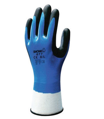 SHOWA Best Size 8 Blue, White And Black Nitrile Polyester/Nylon Knit/Acrylic Terry Lined Cold Weather Gloves With Elastic Cuff And Wing Thumb-eSafety Supplies, Inc