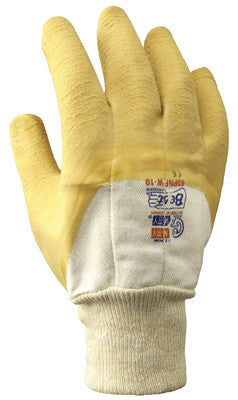 SHOWA Best Glove Size 10 The Original Nitty Gritty Cut Resistant Yellow Natural Rubber Palm Coated Work Gloves With White Cotton And Flannel Liner And Knit Wrist-eSafety Supplies, Inc