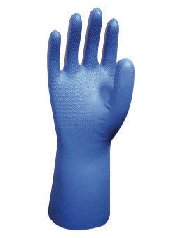SHOWA Best Glove Size Blue Nitri-Dex 12" 9 mil Unsupported Nitrile Fully Coated Chemical Resistant Gloves With Textured And Tractor-Tread Finish And Gauntlet Rolled Cuff-eSafety Supplies, Inc