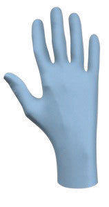 SHOWA Best Glove Medium Blue 9 1/2" N-DEX Plus 8 mil Nitrile Ambidextrous Utility Grade Lightly Powdered Disposable Gloves With Smooth Finish, Rolled Cuff And Polymer Coating