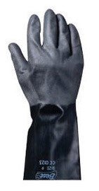 SHOWA Black Butyl II 14" 14 mil Unsupported Butyl Fully Coated Chemical Resistant Gloves With Rough Finish And Rolled Cuff