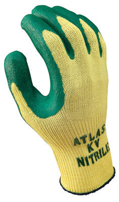 SHOWA Best Glove Size 7 Atlas 10 Gauge Cut Resistant Green Nitrile Dipped Palm Coated Work Gloves With Yellow Seamless Kevlar Knit Liner-eSafety Supplies, Inc