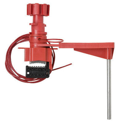 Brady Red Industrial Grade Steel And Nylon Large Universal Valve Lockout With 8' Sheathed Cable And Blocking Arm-eSafety Supplies, Inc
