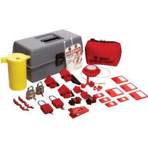 Brady Gray, Red And Yellow Electrical Lockout Toolbox Kit Includes Lockouts, Fuse Blockouts, Extra-Large Lockout Toolbox And Cleat-eSafety Supplies, Inc