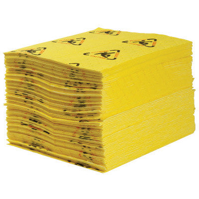 Brady 15" X 19" SPC Yellow 1-Ply Polypropylene Perforated Heavy Weight Sorbent Pad, Perforated Every 7.5"-eSafety Supplies, Inc