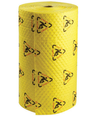 Brady 30" X 150' SPC Yellow 1-Ply Meltblown Polypropylene Dimpled Heavy Weight Sorbent Roll, Perforated Every 15" and Up The Center-eSafety Supplies, Inc