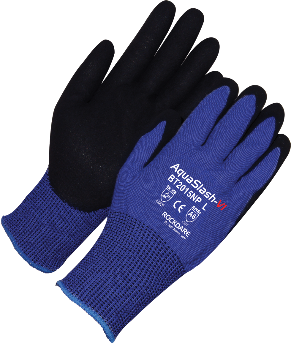 Task Gloves- HDPE shell, Double Dipped nitrile with black sandy nitrile palm and fingers gloves-eSafety Supplies, Inc