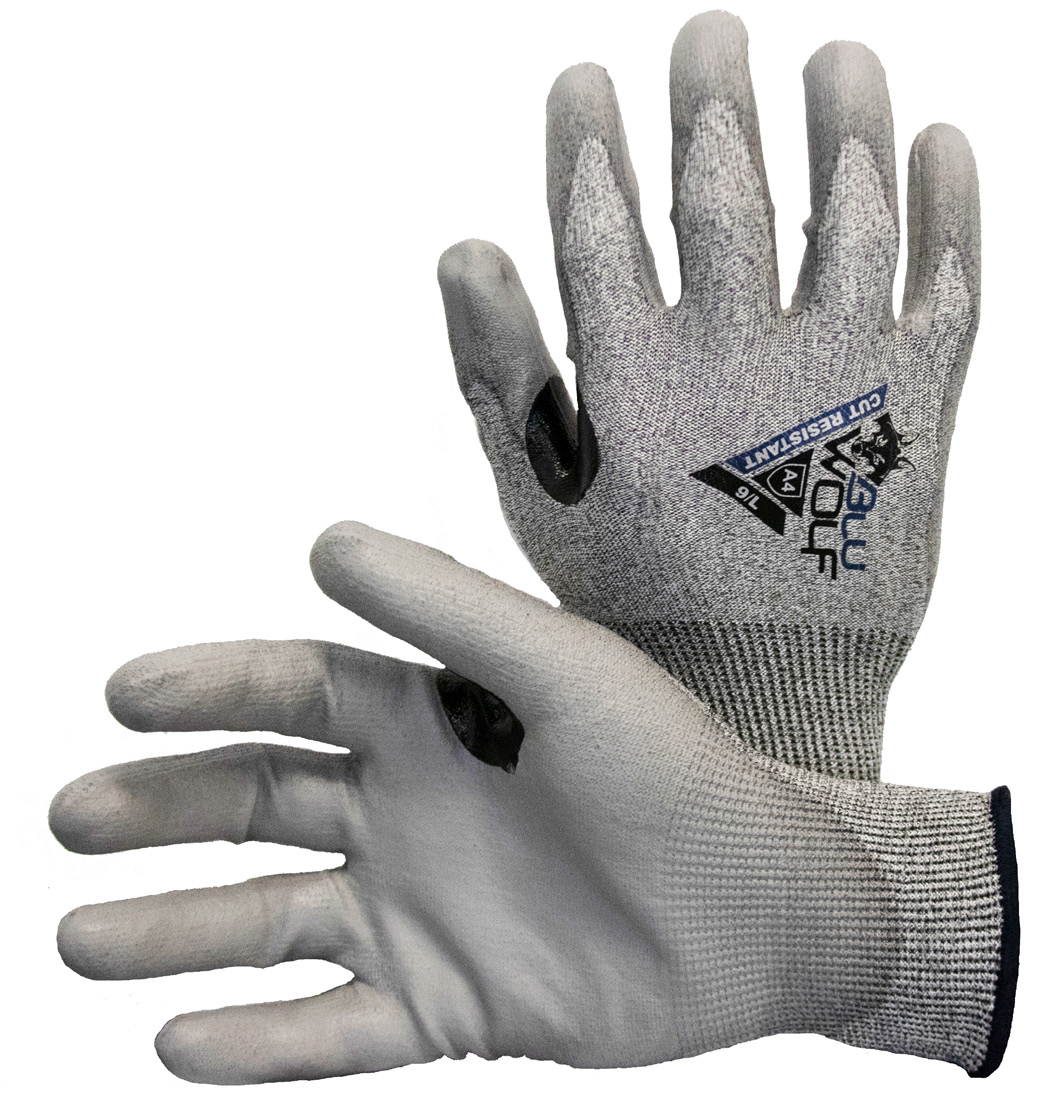 BLU WOLF REBEL X4 18-GAUGE CUT-RESISTANT GLOVE WITH PU PALM COATING AND NITRILE REINFORCED THUMB CROTCH-eSafety Supplies, Inc