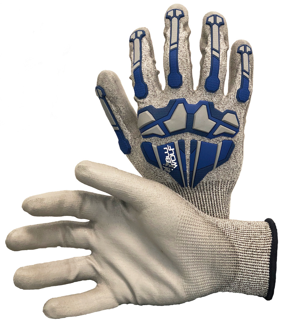 BLU WOLF REBEL X4 18-GAUGE CUT-RESISTANT GLOVE WITH PU PALM COATING AND LOW PROFILE TPR-eSafety Supplies, Inc