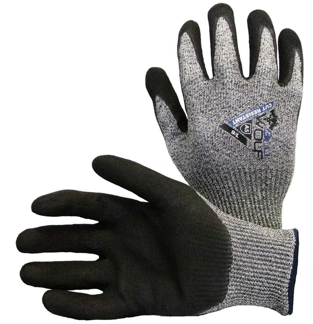 BLU WOLF ROUGE X5 13 GAUGE CUT-RESISTANT GLOVE WITH SANDY NITRILE PALM COATING-eSafety Supplies, Inc