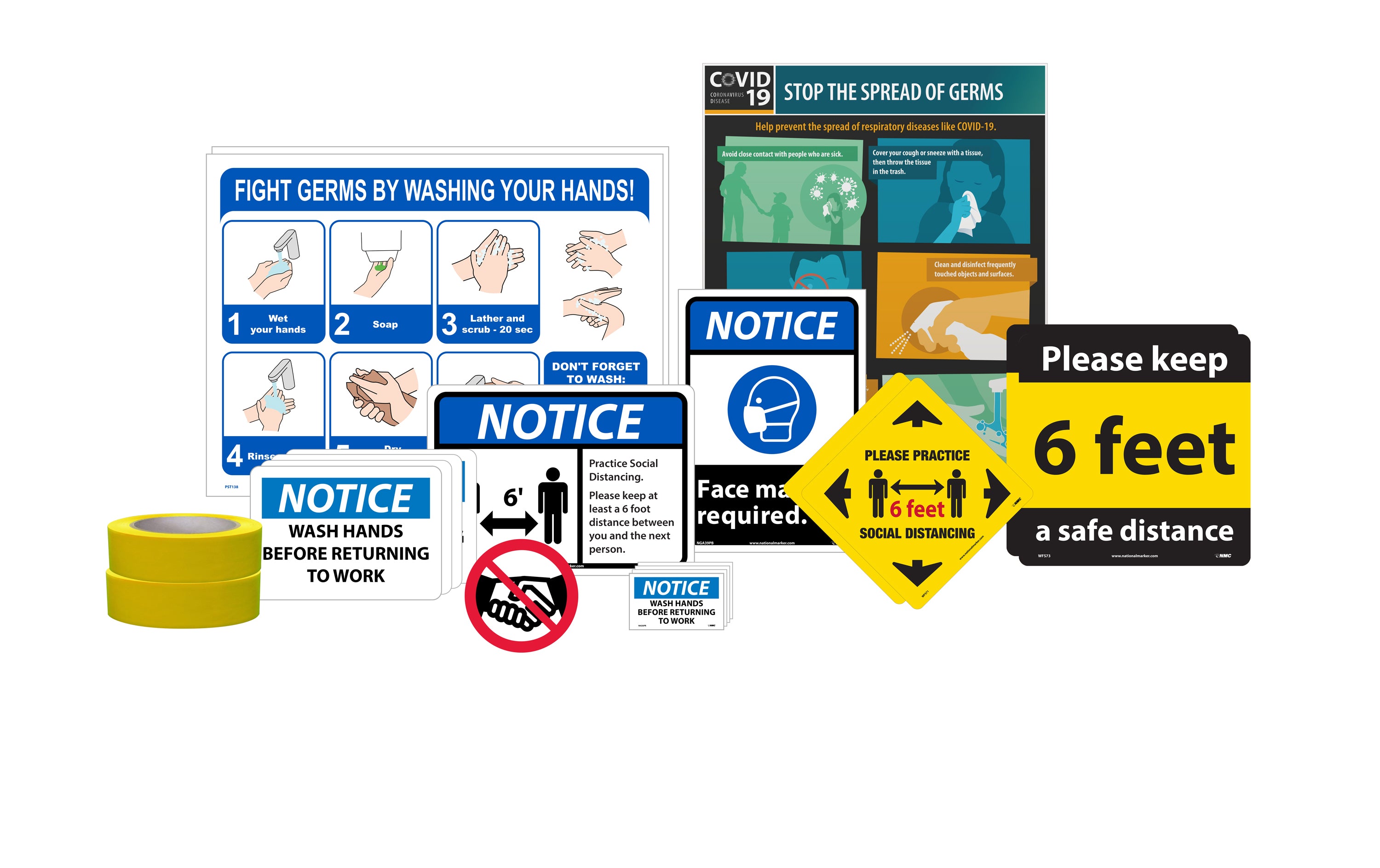 BACK TO WORK KIT, INCLUDES VARIETY OF COVID-19 RELATED SIGNAGE AND IDENTIFICATION PRODUCTS FOR SMALL BUSINESS-eSafety Supplies, Inc