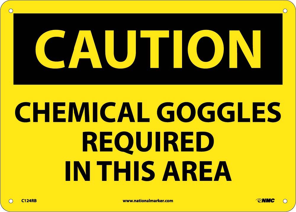 Caution Chemical Goggles Required In This Area Sign-eSafety Supplies, Inc