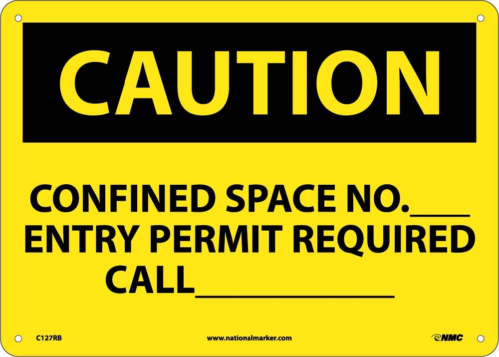 Caution Confined Space Permit Information Sign-eSafety Supplies, Inc