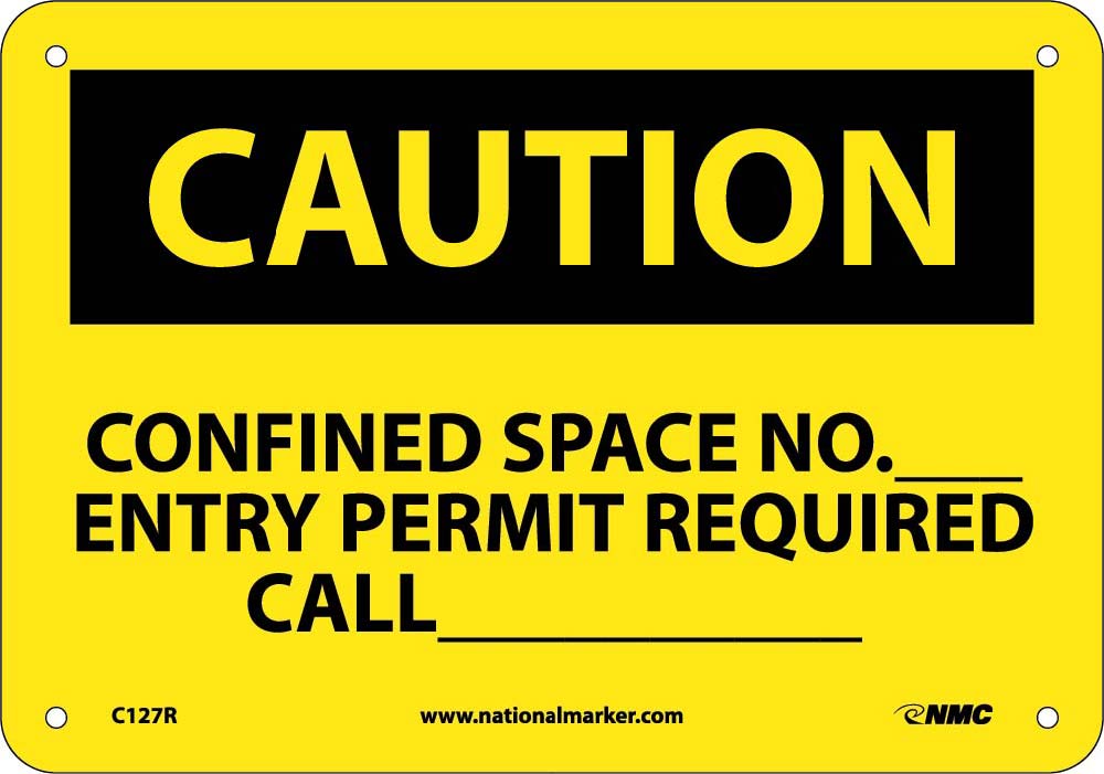 Caution Confined Space Permit Information Sign-eSafety Supplies, Inc