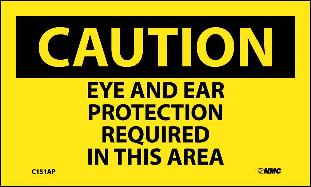 Caution Eye And Ear Protection Required Sign - 5 Pack-eSafety Supplies, Inc