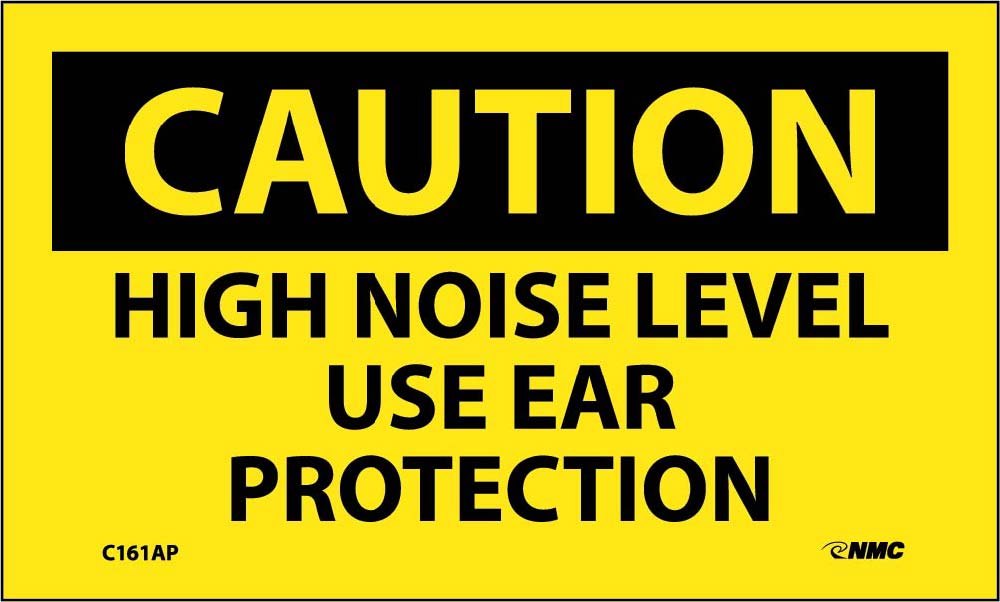 Caution High Noise Level Use Ear Protection Label - 5 Pack-eSafety Supplies, Inc