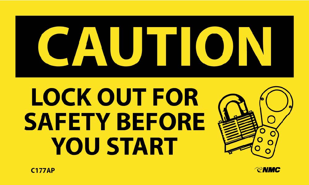 Caution Lock Out For Safety Before You Start Label - 5 Pack-eSafety Supplies, Inc