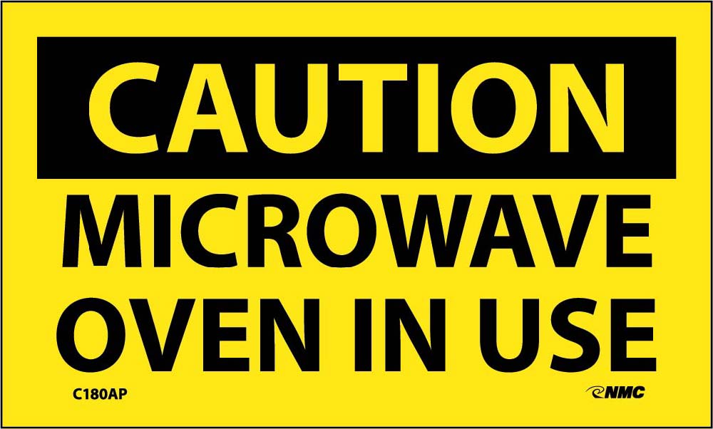Caution Microwave Oven In Use Label - 5 Pack-eSafety Supplies, Inc