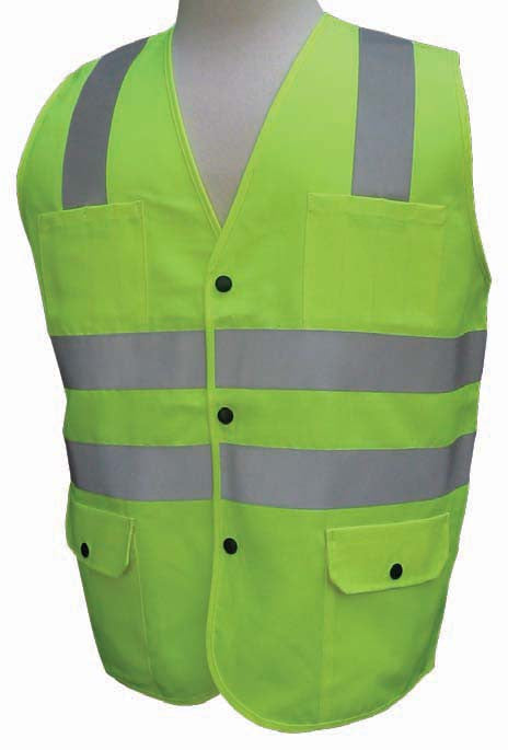 3A Safety - ANSI Certified Polyester Safety Vest - Solid/Mesh Lime Color Size Large-eSafety Supplies, Inc