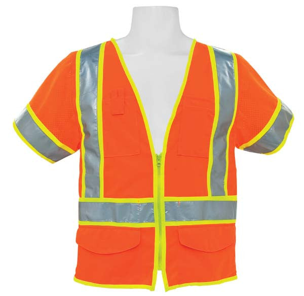 3A Safety - ANSI Class III Solid Multi-pocket Vest with Sleeves Orange Color Size 3X-large-eSafety Supplies, Inc