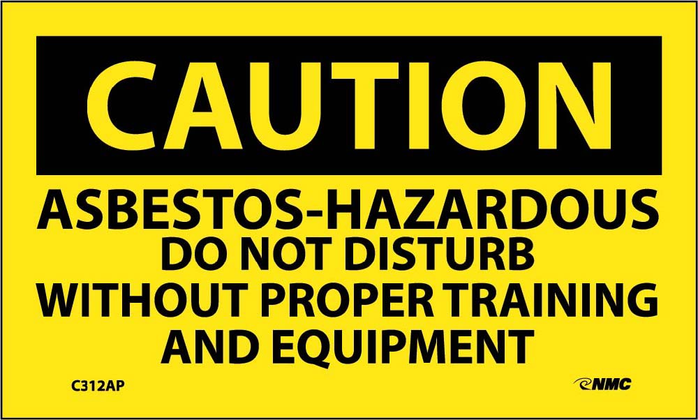 Caution Asbestos Hazardous Need Proper Training Label - 5 Pack-eSafety Supplies, Inc