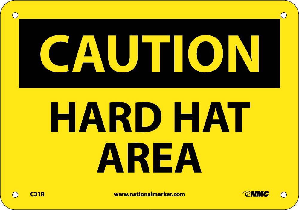 Caution Hard Hat Area Sign-eSafety Supplies, Inc