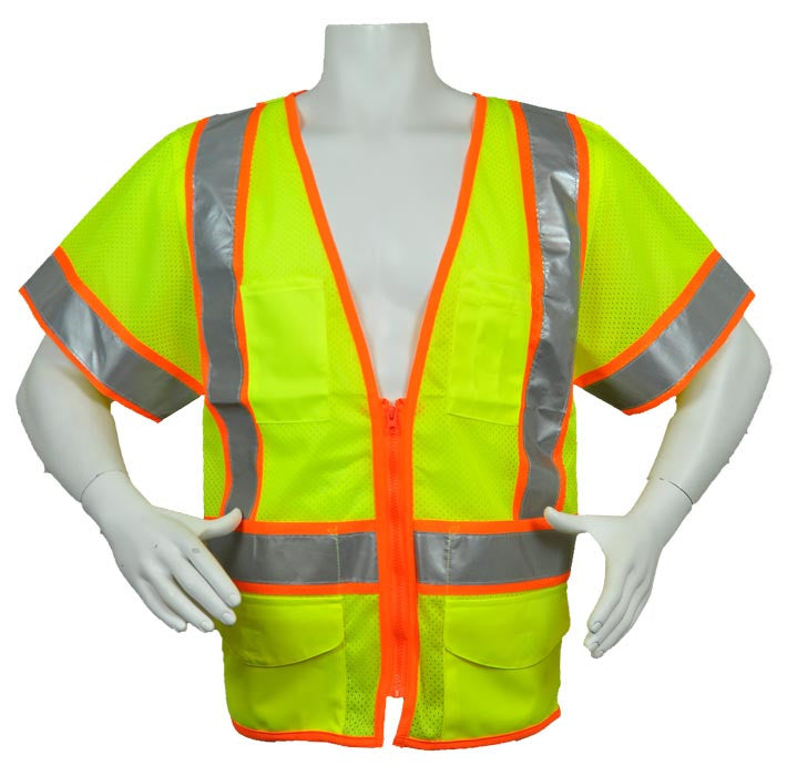 3A Safety - ANSI Certified Ultra-lightweight Safety Vest with Contrasting Outlines Lime Color Size 5X-large-eSafety Supplies, Inc