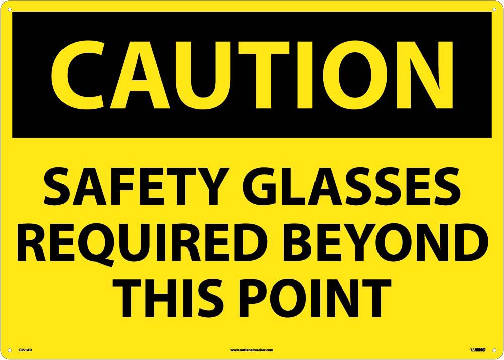 Large Format Caution Safety Glasses Required Sign-eSafety Supplies, Inc