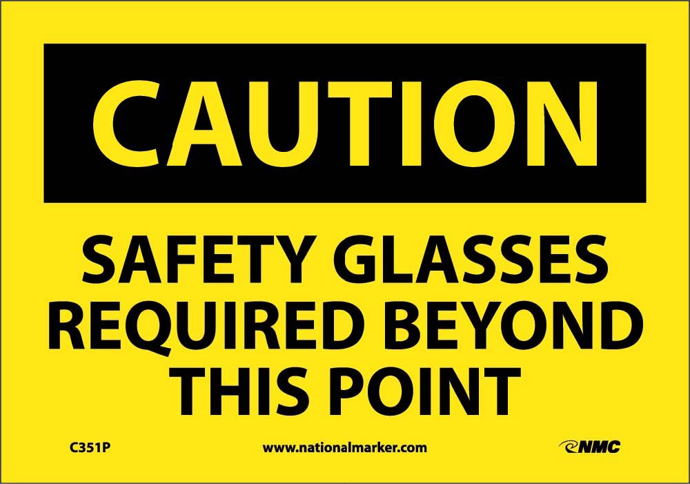 Caution Safety Glasses Required Beyond This Point Sign-eSafety Supplies, Inc