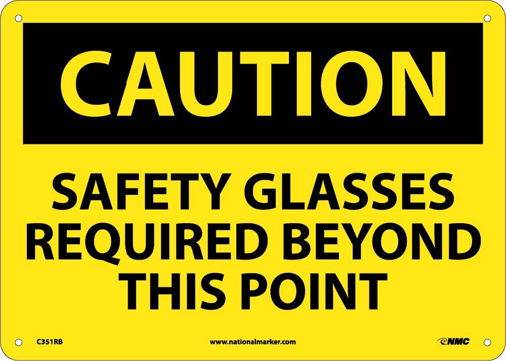 Caution Safety Glasses Required Beyond This Point Sign-eSafety Supplies, Inc