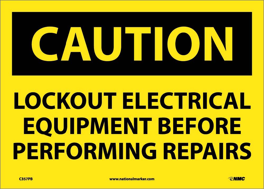 Caution Lockout Electrical Equipment Sign-eSafety Supplies, Inc