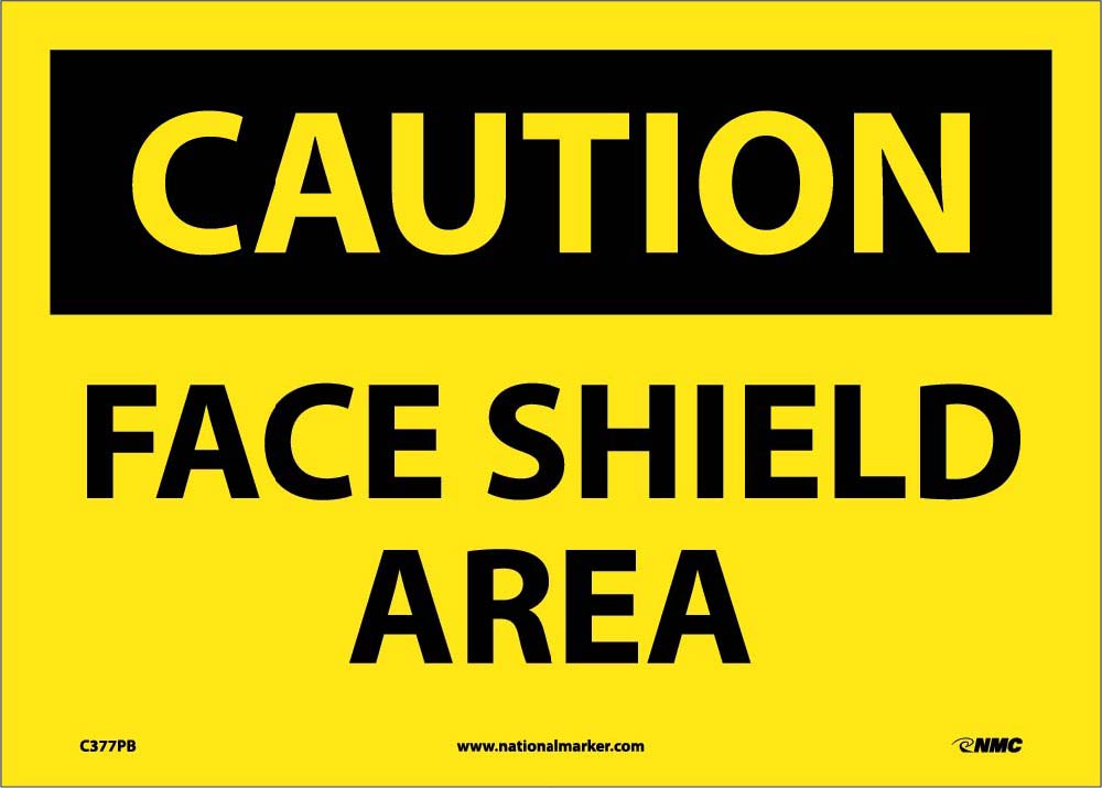 Caution Face Shield Area Sign-eSafety Supplies, Inc