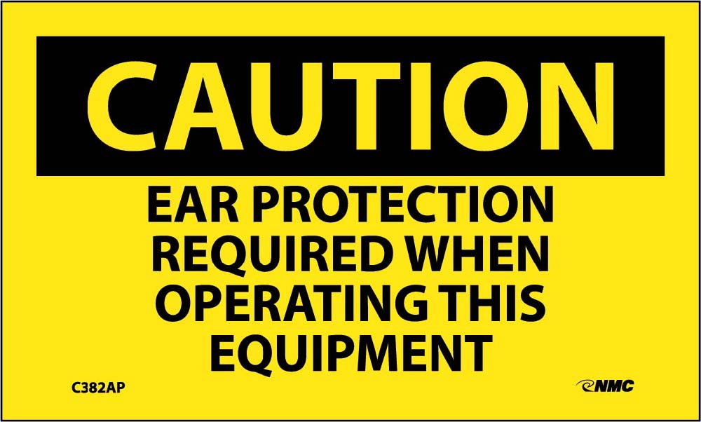 Caution Ear Protection Required When Operating Equipment Label - 5 Pack-eSafety Supplies, Inc