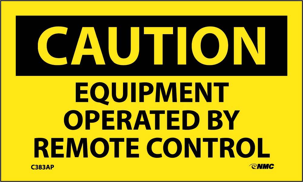 Caution Equipment Operated By Remote Control Label - 5 Pack-eSafety Supplies, Inc