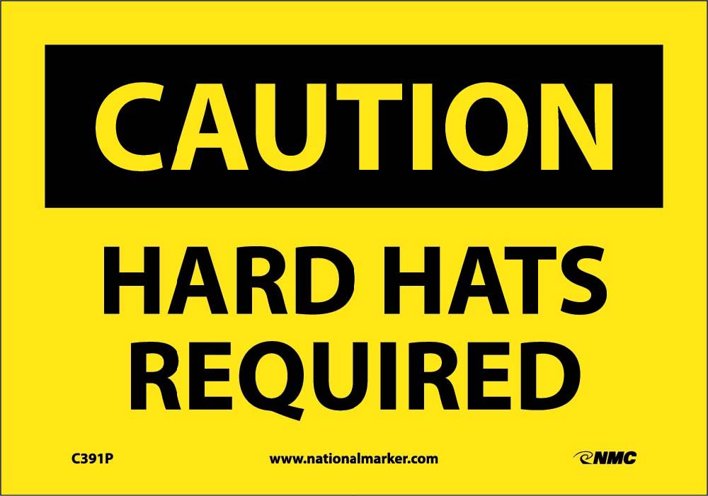 Caution Hard Hats Required Sign-eSafety Supplies, Inc