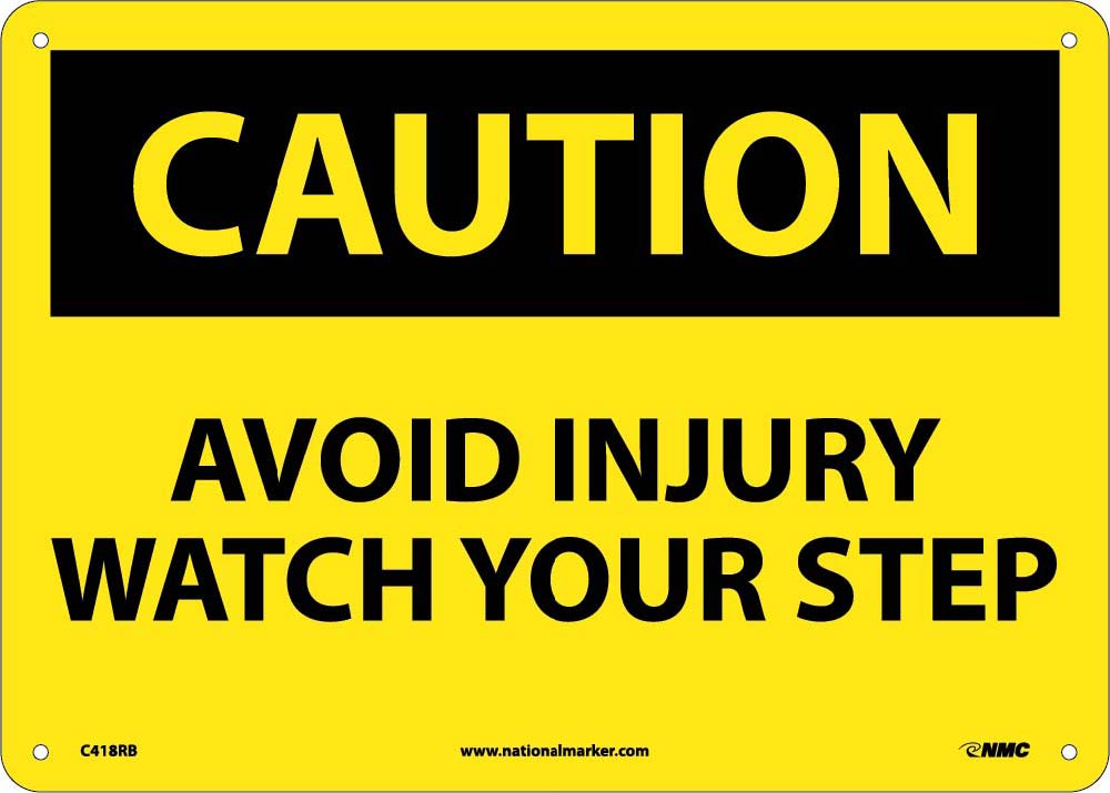 Caution Avoid Injury Watch Your Step Sign-eSafety Supplies, Inc