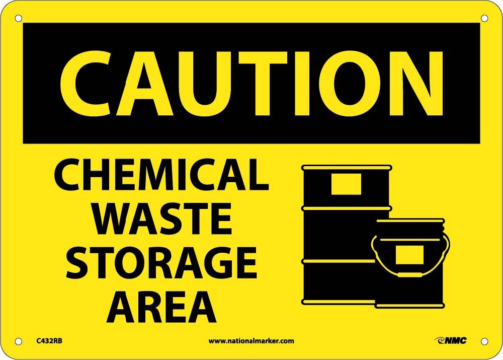 Caution Chemical Waste Storage Area Sign-eSafety Supplies, Inc