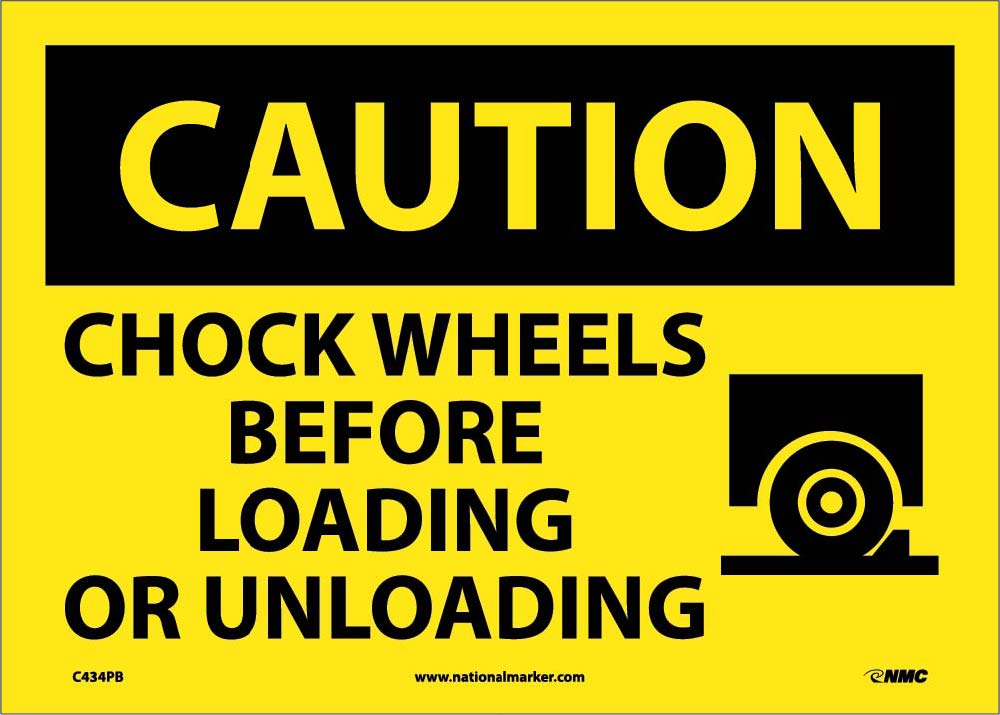 Load Chocks Sign Caution Chock Wheels Before Loading Or Unloading Sign